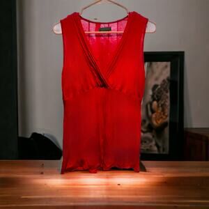 CABLE & GAUGE Super Soft Red Orange Sleeveless Ruched Tank Top Size Small